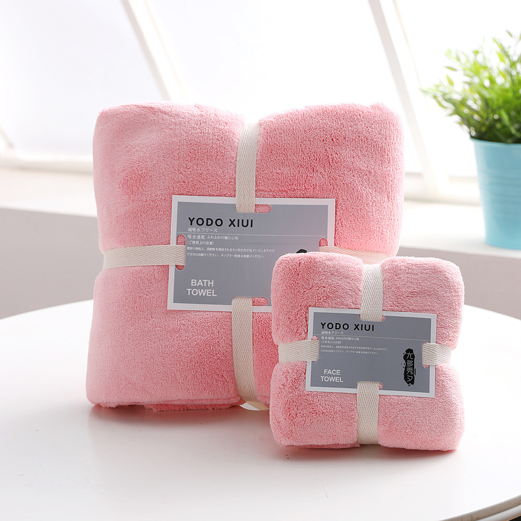 Manufacturers wholesale coral wool thickened absorbent towel bath towel beach towel set bath towel set household absorbent towel face towel thumbnail