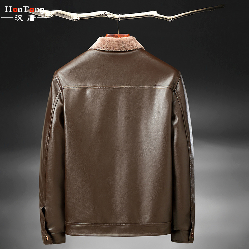 2021 new men's PU leather jacket, winter thickened and fleece casual men's small lapel leather jacket, middle-aged and elderly leather jacket Application Scenario