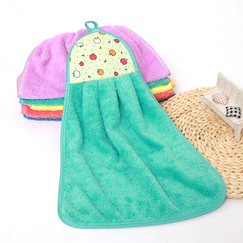 【LOVELY HOME】【 Chi Jia 】 Factory wholesale coral velvet hand towels, thickened hanging kitchen hand towels, children cartoon cleaning hand washing hanging towels Cartoon towels Item Picture
