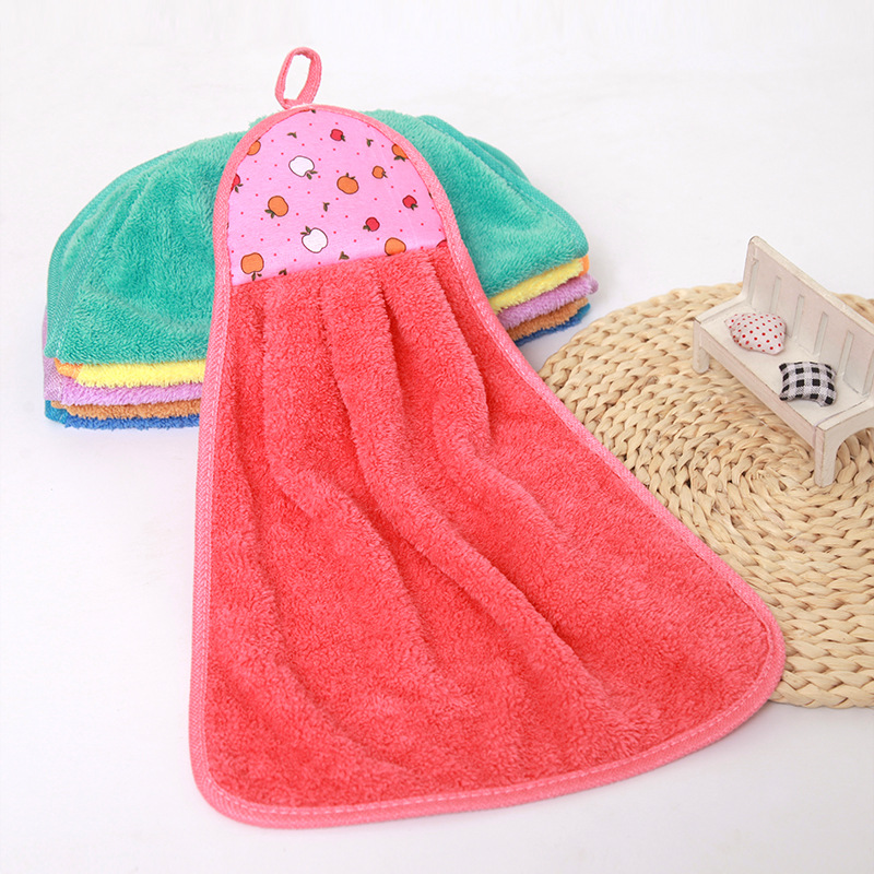 【LOVELY HOME】【 Chi Jia 】 Factory wholesale coral velvet hand towels, thickened hanging kitchen hand towels, children cartoon cleaning hand washing hanging towels Cartoon towels Application Scenario
