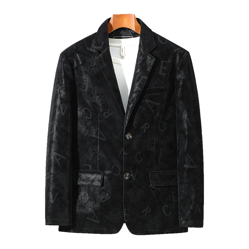 2022 Spring and Autumn New trendy men's casual leather suit, fashionable men's casual jacket for middle-aged and elderly people, factory wholesale Item Picture