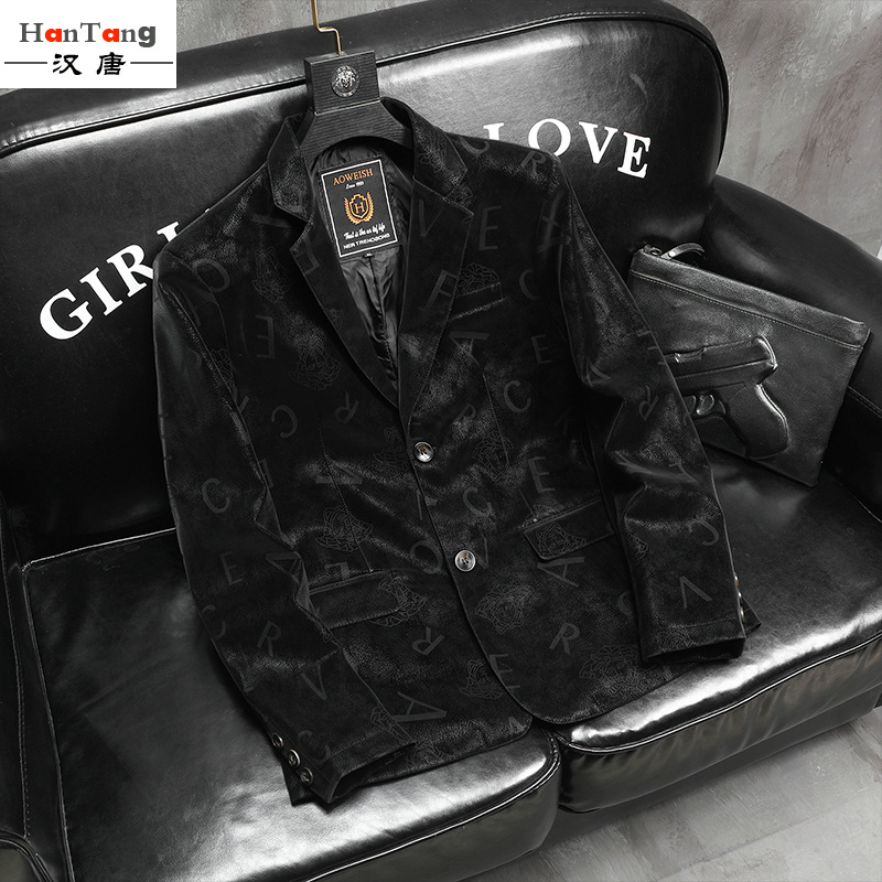 2022 Spring and Autumn New trendy men's casual leather suit, fashionable men's casual jacket for middle-aged and elderly people, factory wholesale