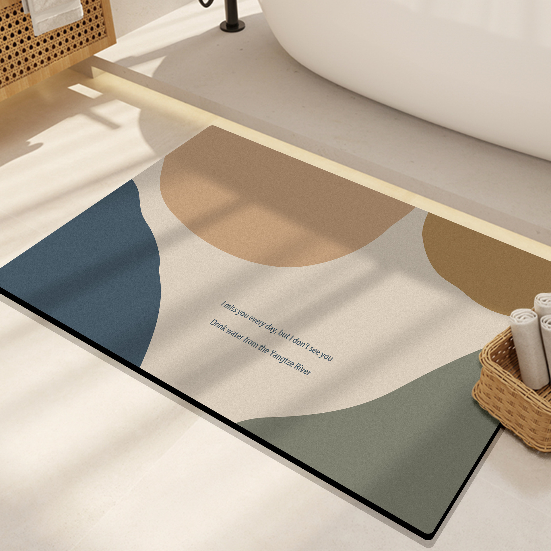 ins Morandi absorbent floor mat, diatom mud soft pad, Japanese and Korean style bathroom anti-slip floor mat, bathroom floor mat Item Picture