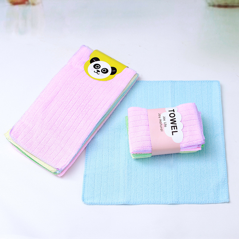 [LOVELY HOME] [tenedor jia] toalla de limpieza de poliéster puro tira de color estampado paño cuadrado absorbente no se cae el pelo paño de cocina al por mayor paño de microfibra pequeña toalla cuadrada absorbente details Picture