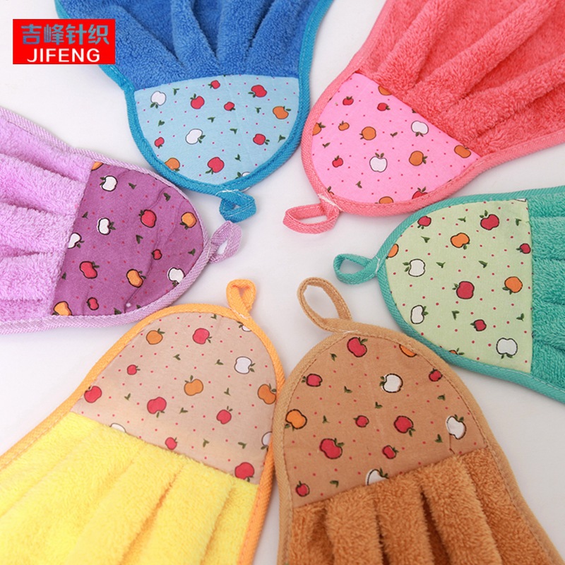 【LOVELY HOME】【 Chi Jia 】 Absorbent hand towels. Wholesale hand towels, cartoon hanging towels, kitchen cleaning towels, stain-removing absorbent towels, children's hand towels, coral fleece