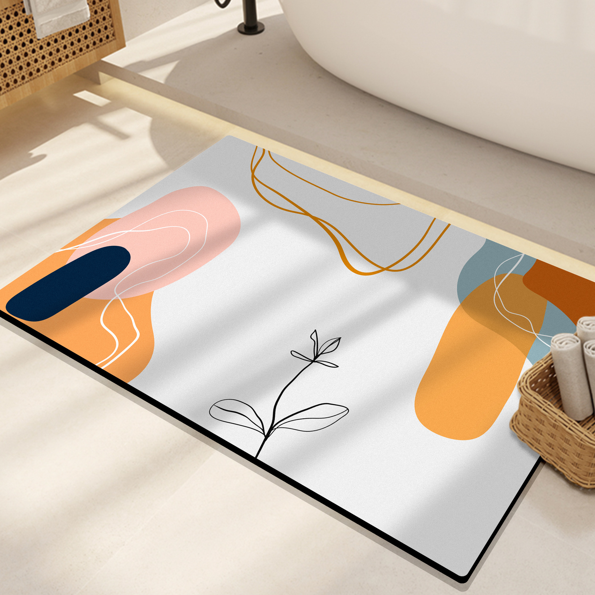 ins Morandi absorbent floor mat, diatom mud soft pad, Japanese and Korean style bathroom anti-slip floor mat, bathroom floor mat Specification image