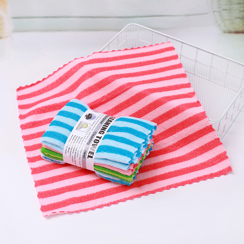 [LOVELY HOME] [tenedor jia] toalla de limpieza de poliéster puro tira de color estampado paño cuadrado absorbente no se cae el pelo paño de cocina al por mayor paño de microfibra pequeña toalla cuadrada absorbente Application Scenario