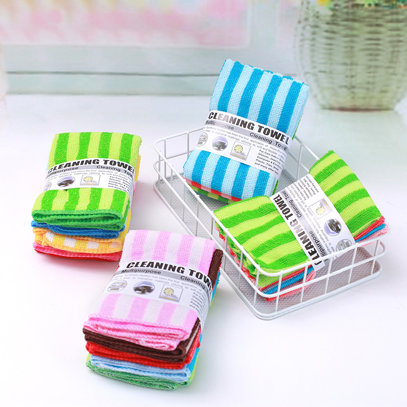 [LOVELY HOME] [tenedor jia] toalla de limpieza de poliéster puro tira de color estampado paño cuadrado absorbente no se cae el pelo paño de cocina al por mayor paño de microfibra pequeña toalla cuadrada absorbente Specification image