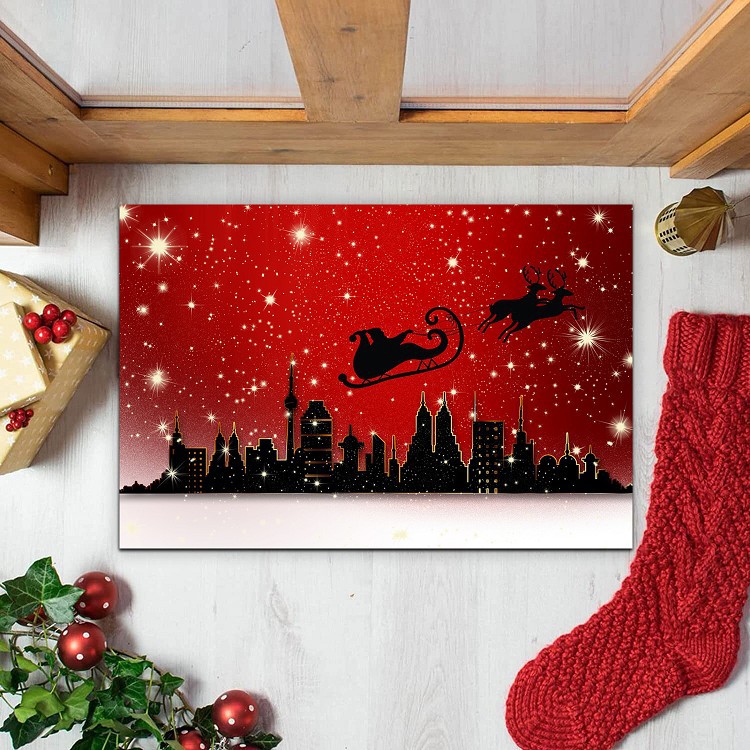 Cross-border Amazon Christmas doormat, entrance floor mat, entrance carpet, flannel absorbent floor mat, kitchen anti-slip mat Application Scenario