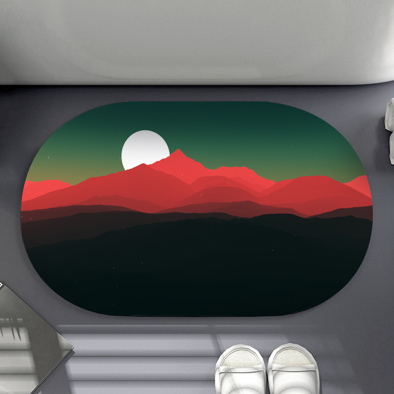 Simple landscape soft diatom mud rubber floor mat, tech velvet bathroom mat, household fixed water absorption, anti-slip, cross-border details Picture