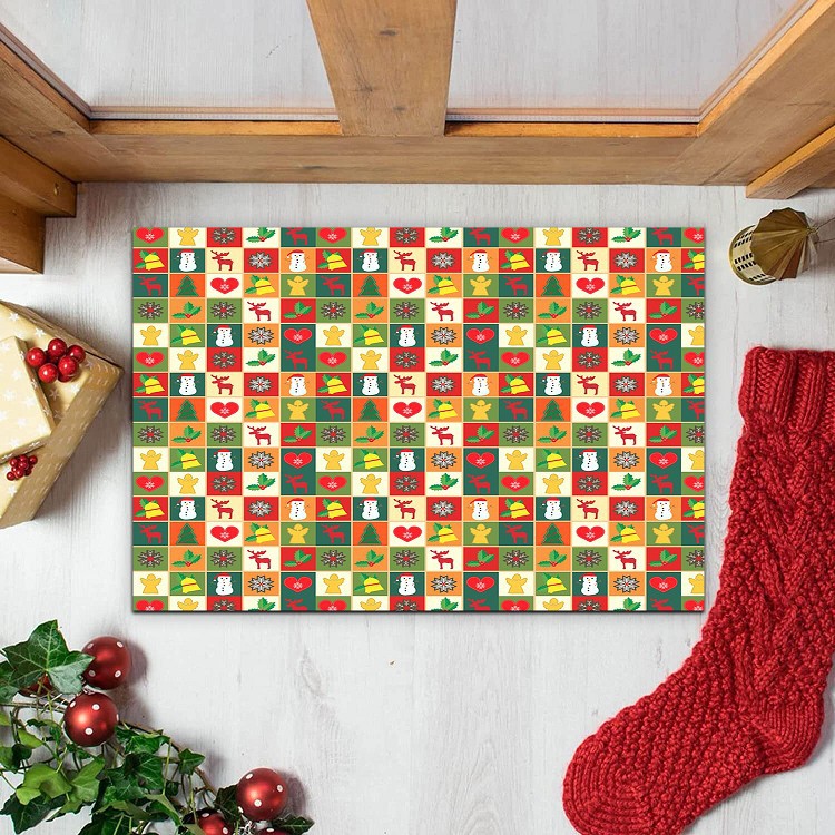 Cross-border Amazon Christmas doormat, entrance floor mat, entrance carpet, flannel absorbent floor mat, kitchen anti-slip mat details Picture