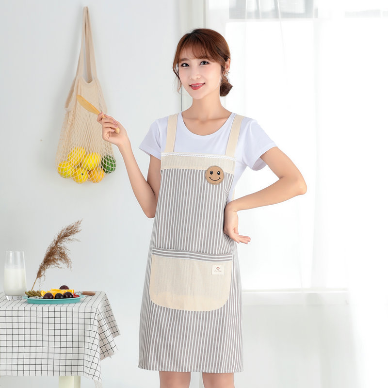 Wholesale home daily kitchen Home apron Coffee shop milk tea shop waterproof and oil-proof work apron cotton and linen apron oil-proof kitchen apron