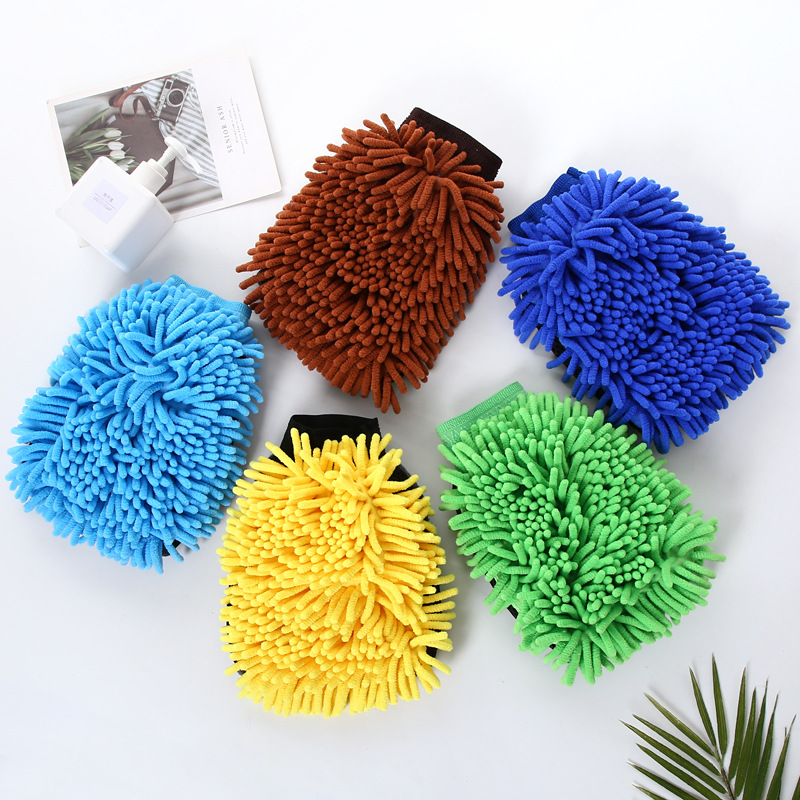 [LOVELY HOME] [hold ga] engrosado chenille guante de lavado de coches coral fleece guante espumoso largo fleece un lado guantes de limpieza de coches de dos caras
