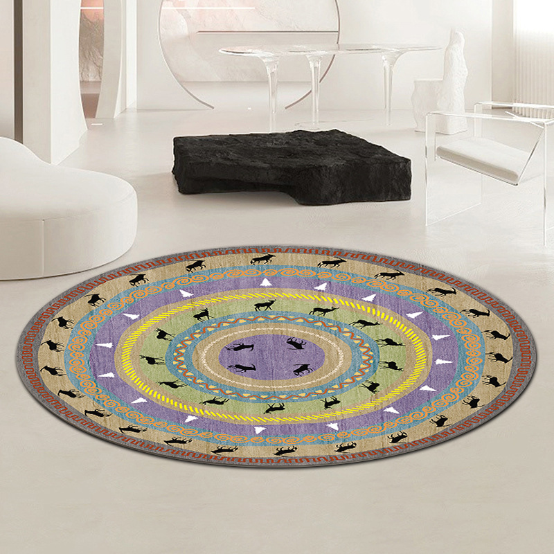 Round carpet, Persian ethnic style hanging basket mat, round yurt, fully covered carpet, outdoor floor mat details Picture