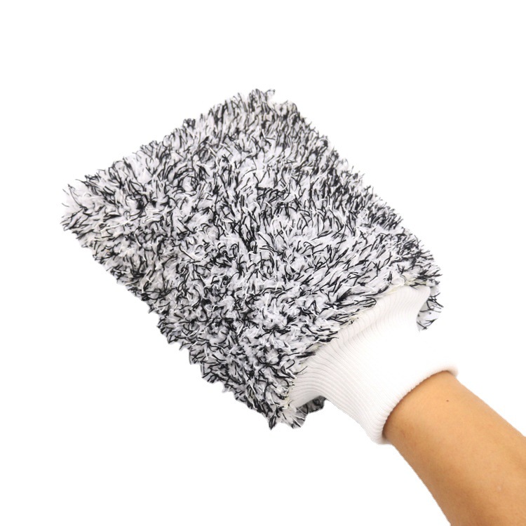 【LOVELY HOME】【 Chi Jia 】 Double-sided car thickened plush car cleaning gloves superfine fiber absorbent cleaning coral velvet large car washing gloves Item Picture