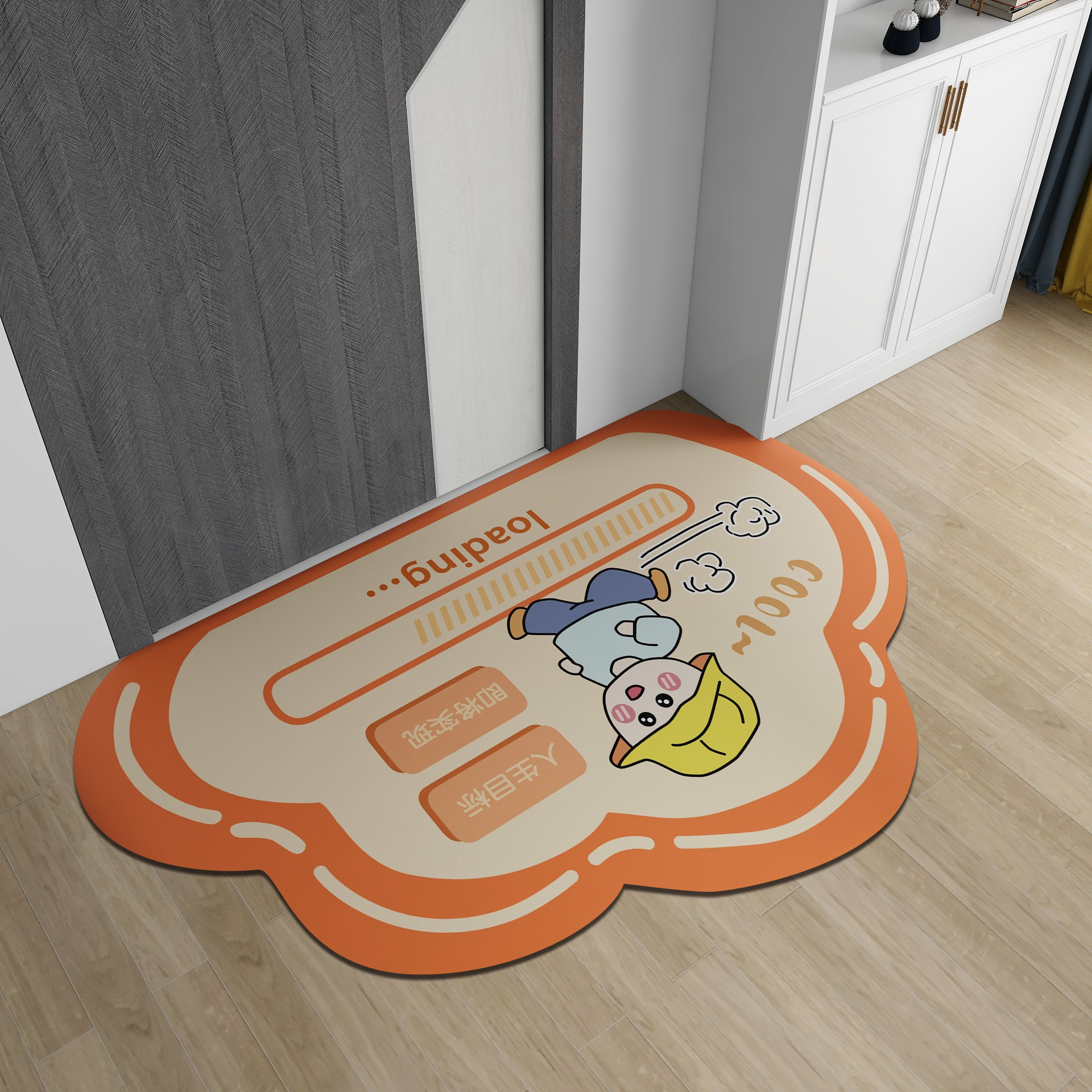 Wholesale imitation cashmere floor MATS, cartoon-shaped entrance door MATS, bathroom and bathroom water-absorbing and anti-slip plush carpets for foreign trade details Picture