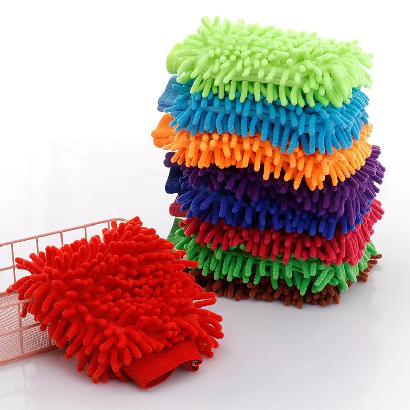 【LOVELY HOME】【 Chi Jia 】 Double-sided Coral wool Caterpillar Car Wash Tools Car Wash Cleaning Cloth Bear Paw Gloves Household Cleaning Gloves Kitchen Degreasing and Cleaning gloves details Picture