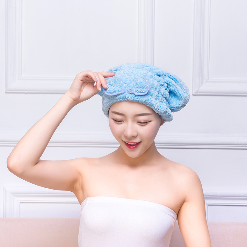 【LOVELY HOME】【 Chi Jia 】 Coral Velvet Shower Cap Dry Hair Cap Thickened Absorbent Princess Dry Hair Towel Wholesale Headscarf Bow Dry Hair Cap details Picture