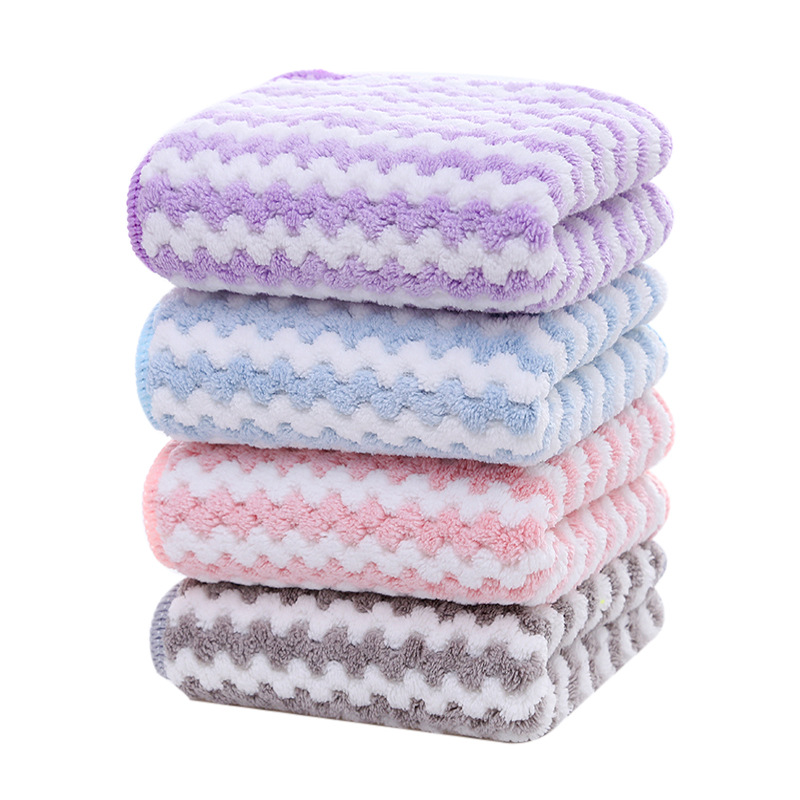 30*30 children's gift towel soft square towel day coral velvet pineapple lattice absorbent towel cleaning rag cationic rag Item Picture