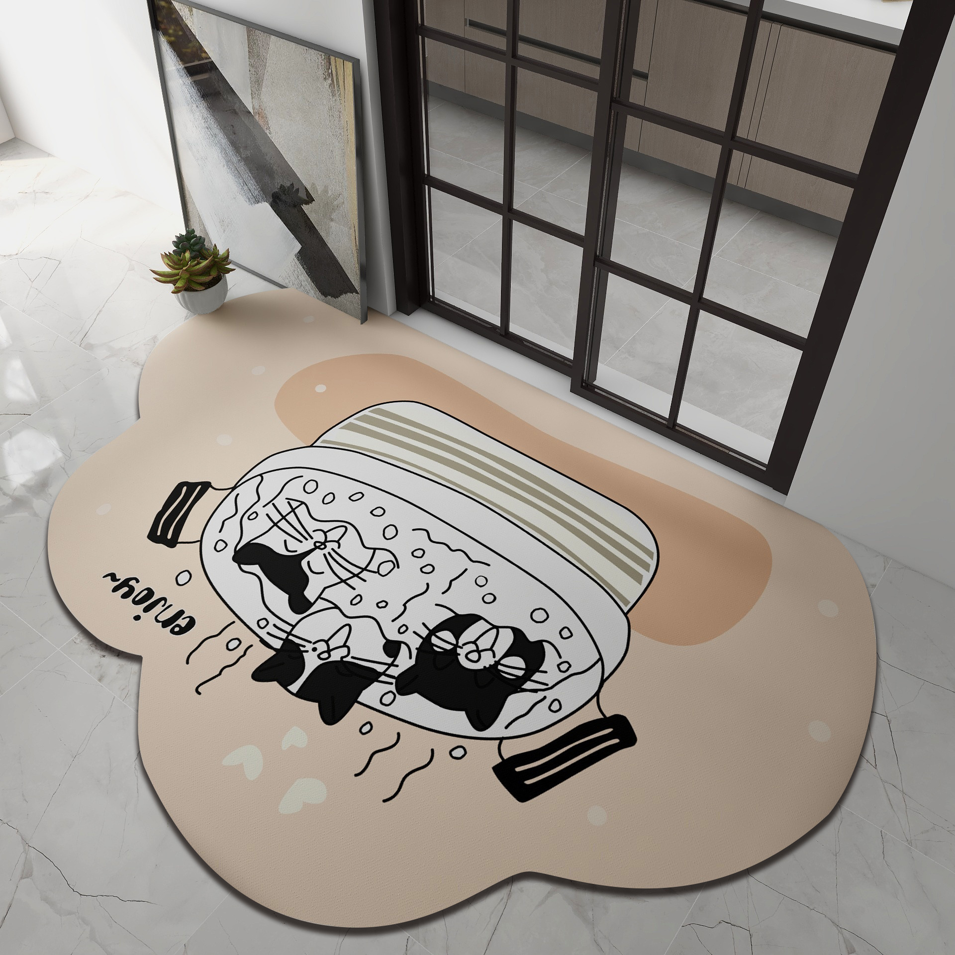 Wholesale imitation cashmere floor MATS, cartoon-shaped entrance door MATS, bathroom and bathroom water-absorbing and anti-slip plush carpets for foreign trade Application Scenario