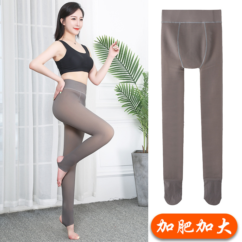 The 2022 new style of flight attendant grey, skin-clear flesh color, plus-size leggings, women's bare legs, one-piece pantyhose, autumn and winter with fleece Application Scenario