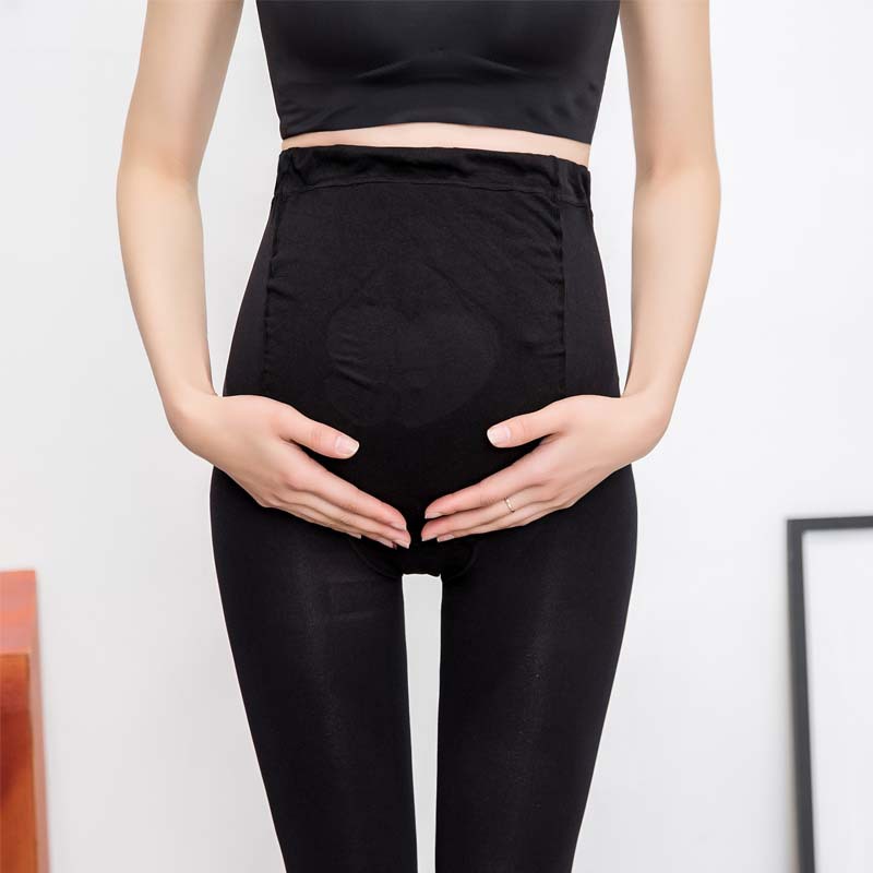 Spring and Autumn's new velvet 320D maternity pantyhose for wearing outside, adjustable belly support, large-sized pantyhose, flesh-colored foot socks Specification image