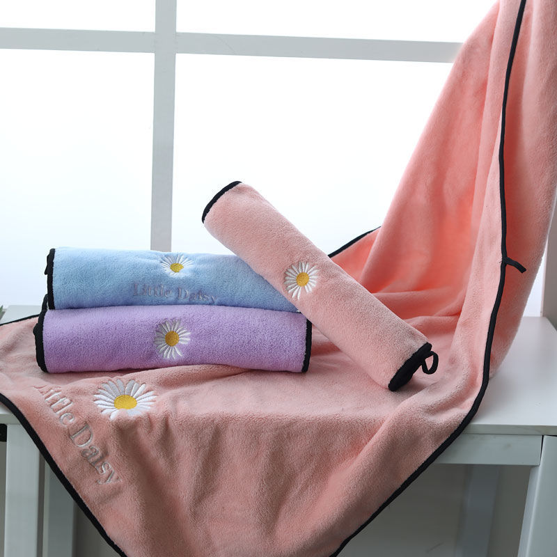 [LOVELY HOME] [hold ga] coral fleece 35*75 toalla absorbente suave fabricante wholesale toalla facial regalo Logo pequeña daisy toalla de baño para el hogar toalla de playa