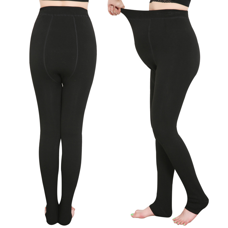 630g plus-size maternity pants for autumn and winter, with fleece and thickened warmth, one-piece cotton pantyhose, adjustable belly support, leggings Item Picture