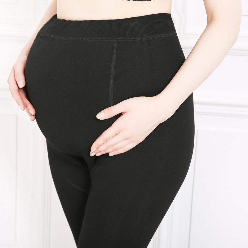 2022 New large-sized seven-color cotton maternity pants, autumn and winter fleece thickened leggings for chubby girls, warm and belt-supporting one-piece pants Specification image