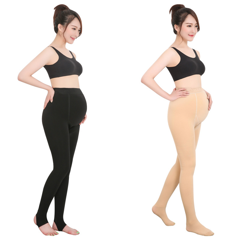 400g faux nylon pregnant women's leggings, thickened for autumn and winter, one-piece cotton tights, women's pregnant wear, large size, flesh color