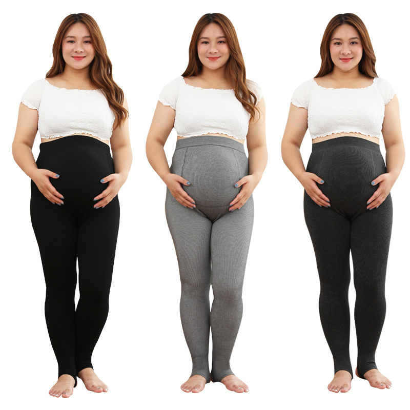 New vertical striped pregnant women's leggings for women to wear as outerwear, with a plump and plaid size. Autumn and winter pregnant women's wear with a padded base and cotton pantyhose Item Picture