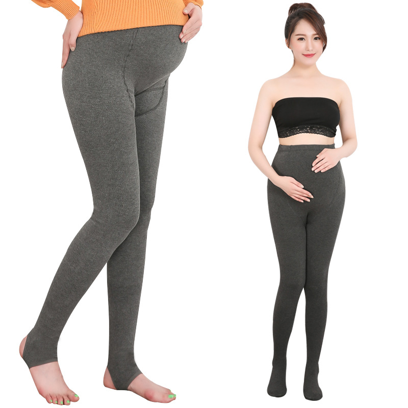 2022 New women's vertical striped maternity wear for autumn and winter, thickened leggings for pregnant women, large-sized cotton tights for supporting the abdomen Item Picture