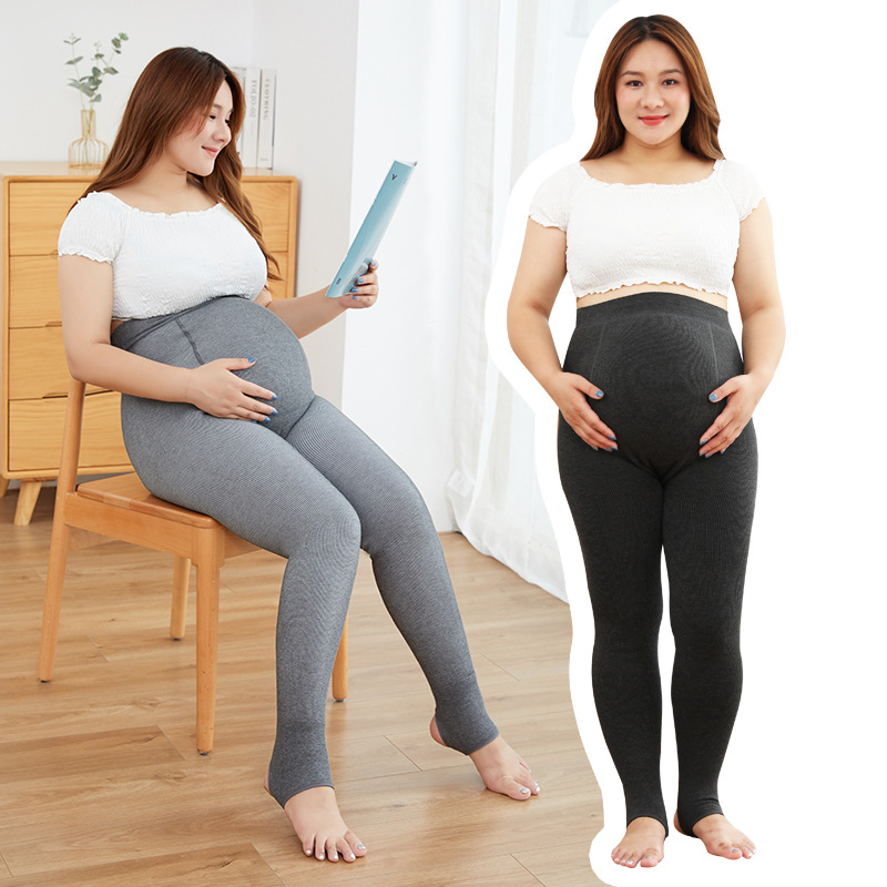 2022 New maternity wear for autumn and winter: Outerwear, leggings, women's vertical stripes, thickened, oversized cotton tights, maternity pants Application Scenario