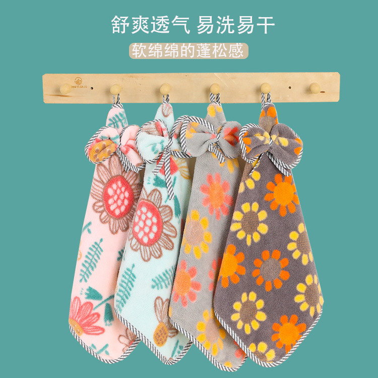 【LOVELY HOME】【 Chi Jia 】 Hand towels, small towels, square towels, hanging cute children's home Absorbent Bathroom Kitchen Handkerchiefs Wholesale Kitchen towels, small hanging towels