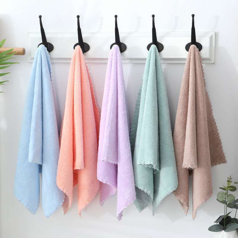 [LOVELY HOME] [hold ja] alta densidad urdimbra coral fleece multicolor toalla grande suave y absorbente fabricante regalo al por mayor toalla LOGO toalla de limpieza de la casa toalla facial details Picture