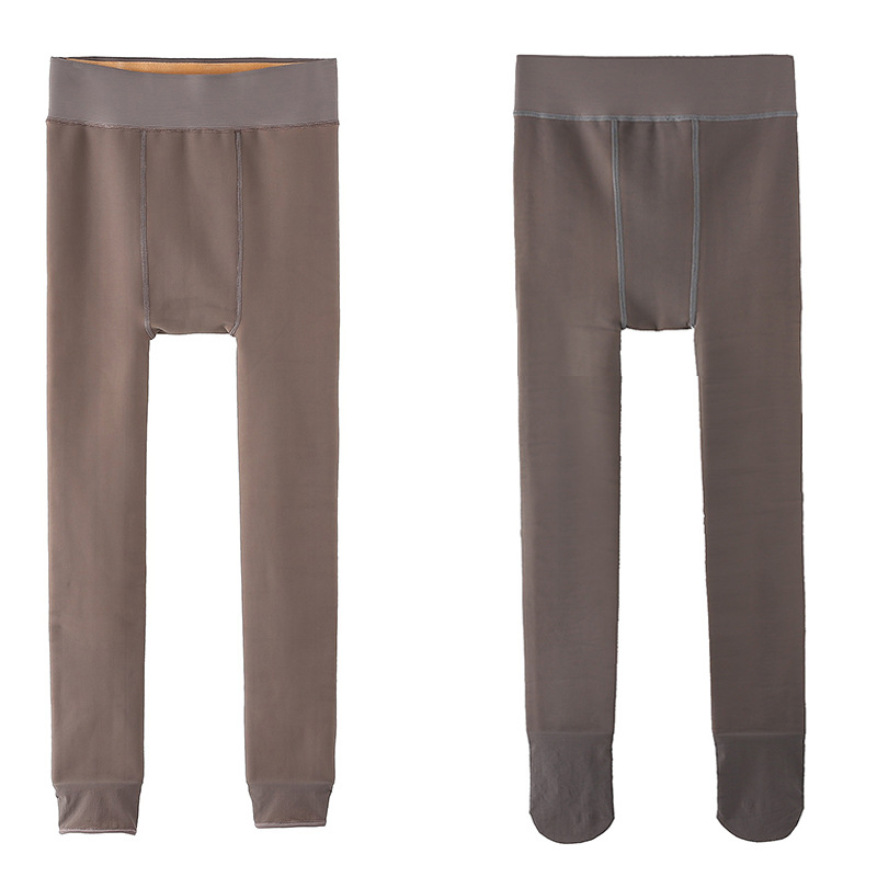 The 2022 new style of flight attendant grey, skin-clear flesh color, plus-size leggings, women's bare legs, one-piece pantyhose, autumn and winter with fleece Item Picture