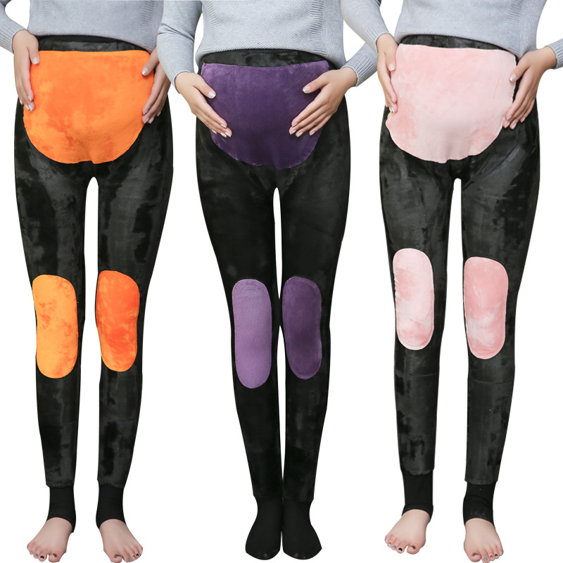 2022 New style nylon uterus and knee pads, pregnant women's leggings, warm belly support, large-sized pantyhose, women's outerwear, one-piece cotton pants Item Picture
