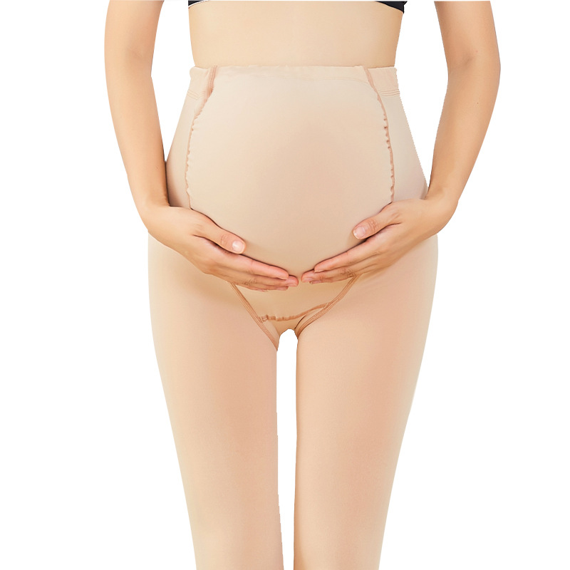 Pregnant women's leggings 2022 new style fleece one-piece pants autumn and winter thin fleece pantyhose thermal cotton pants for outerwear and abdominal support pants Item Picture