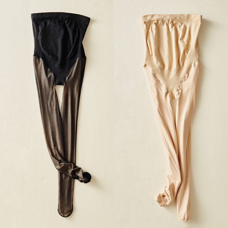 Double-layer maternity pantyhose for autumn and winter, fleece and thickened pantyhose, sheer leggings for women, flesh-colored maternity wear for supporting the abdomen and stepping feet details Picture