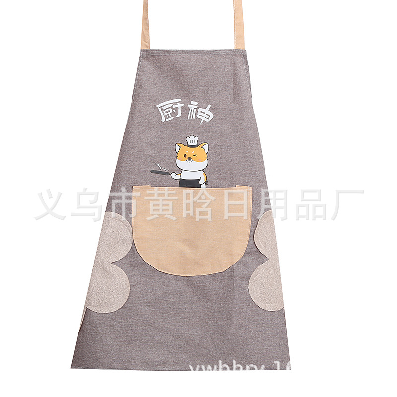 【LOVELY HOME】【 Chi Jia 】 Korean style neck-hanging fashion Country style Korean Style Printed Home sleeveless apron Cartoon Apron Cationic apron Specification image