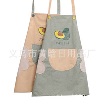 Cotton and linen thickened waterproof apron Creative fruit apron Home cleaning apron apron apron Household apron Kitchen apron