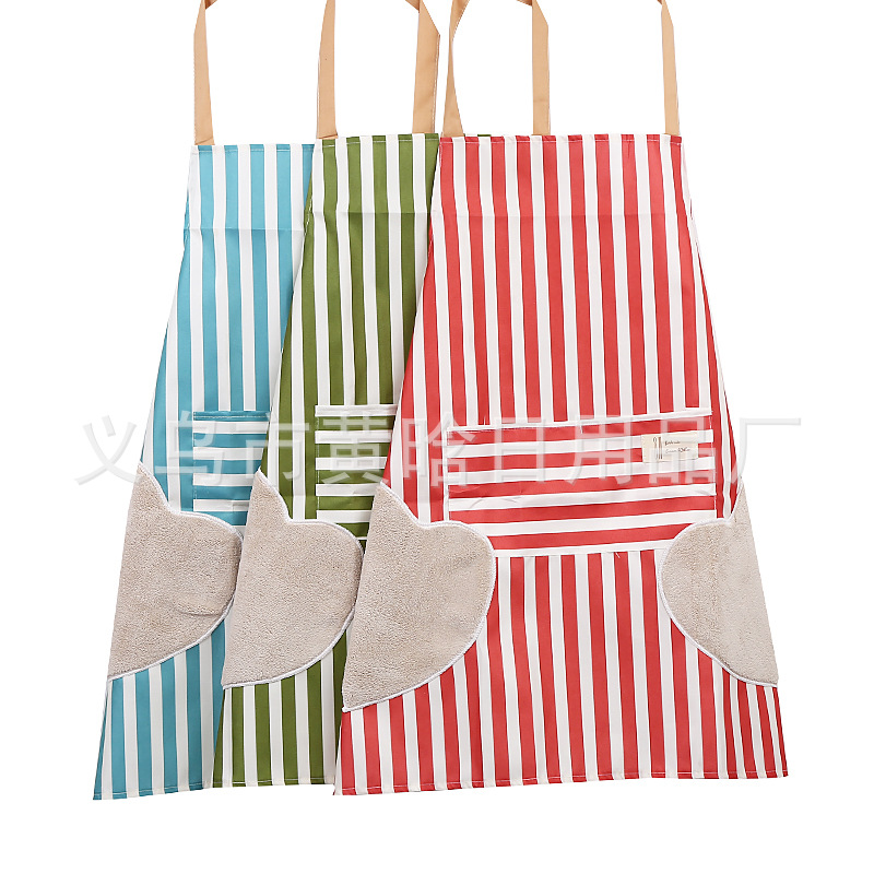 Yiwu good goods add sleeveless apron apron striped towel wipe hand apron add apron waterproof apron kitchen apron sliver apron