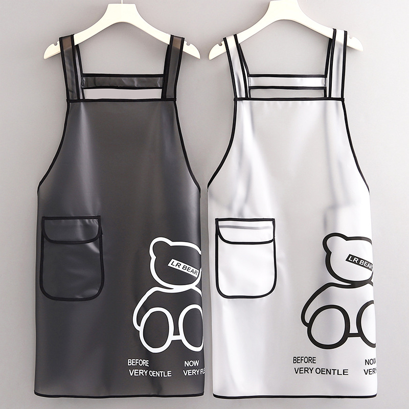 Summer breathable TPU washable waterproof oil-proof apron home kitchen work cooking adult work clothes girth women