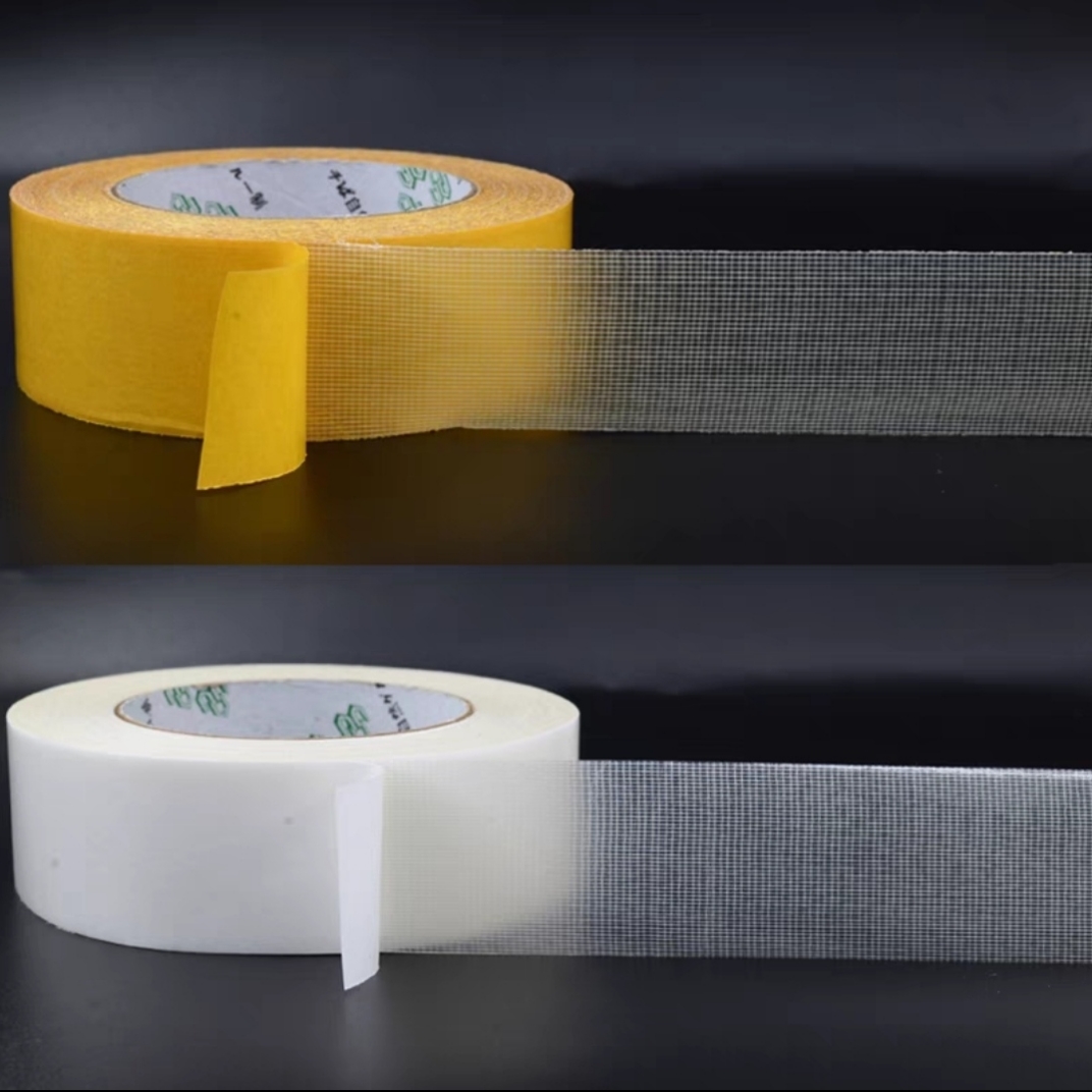 高粘度双面胶带黄色透明网格地毯地板革拼接防水不留痕网格双面胶
