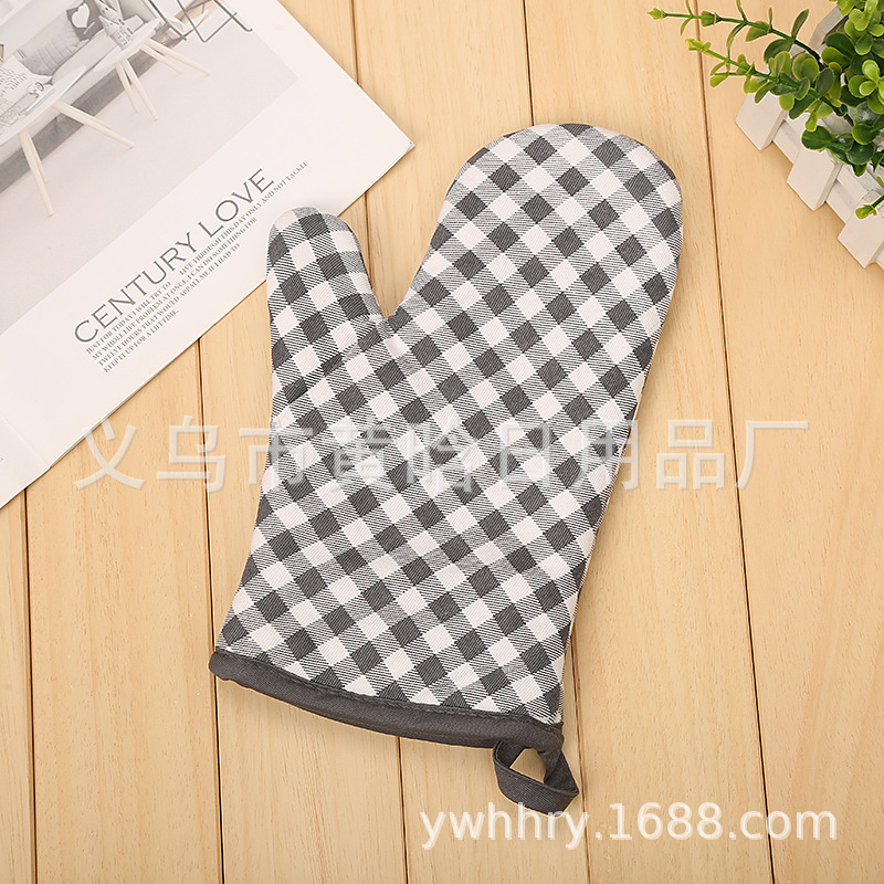 Available striped checkered monochrome gloves oven heat insulation and anti-hot glove thickened baking heat resistant gloves microwave oven gloves heat insulation gloves oven baking gloves