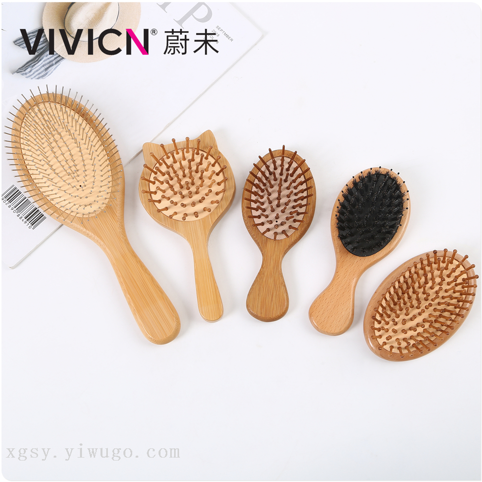 【 Weiwei 】 Small comb, bamboo comb, air cushion comb, cartoon cute massage airbag comb, portable and portable bamboo comb details Picture