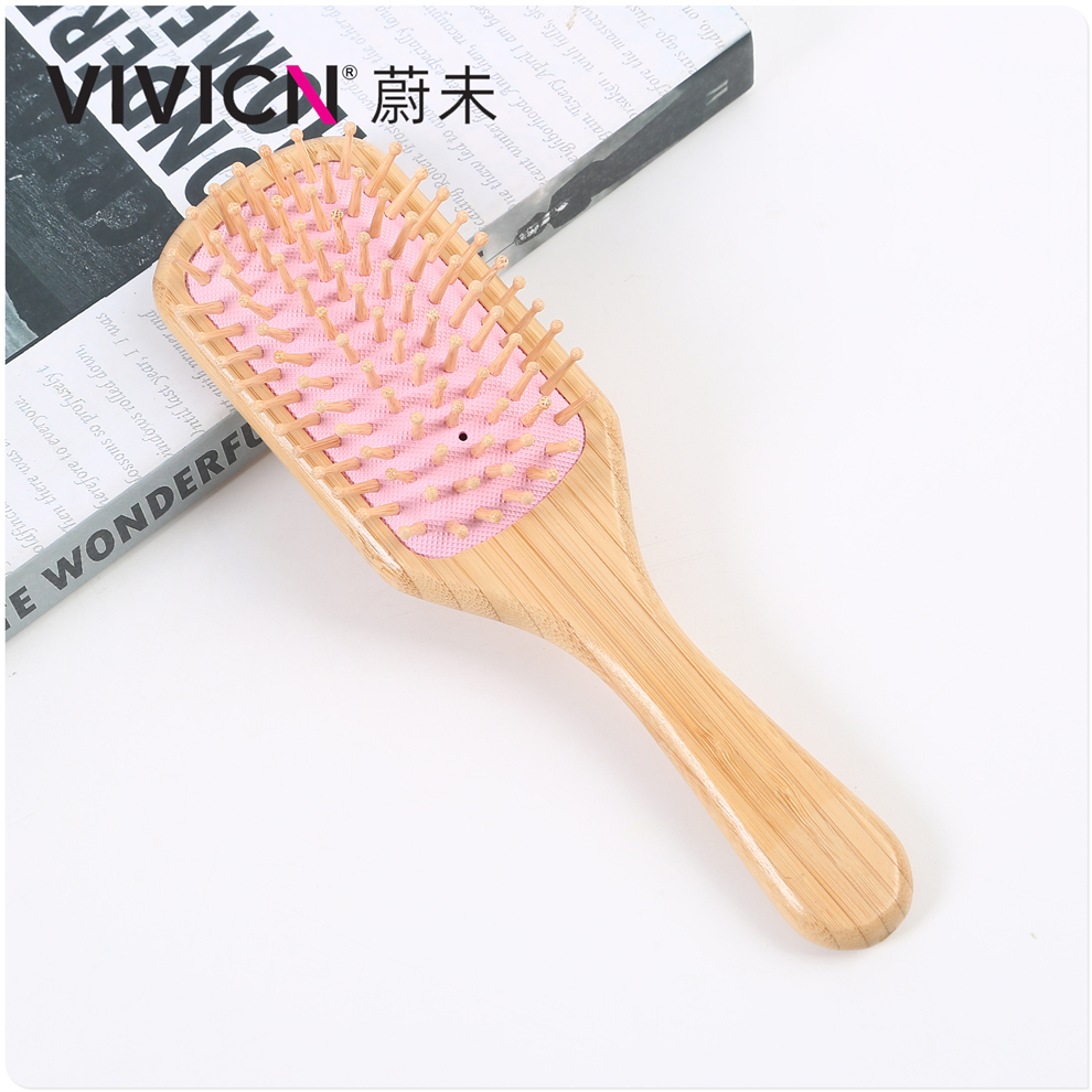 【 Weiwei 】 Nan Bamboo colored rubber skin massage comb, bamboo square and oval airbag comb, home hair care comb Specification image