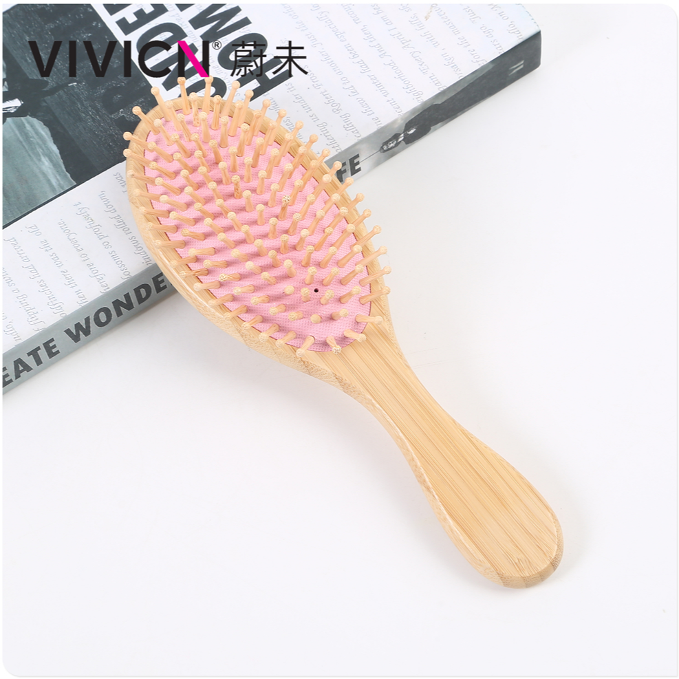 【 Weiwei 】 Nan Bamboo colored rubber skin massage comb, bamboo square and oval airbag comb, home hair care comb details Picture