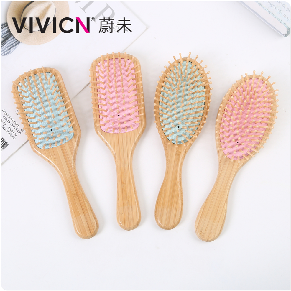 [Wei Wei] Nanzhu color rubber skin massage comb bamboo square oval air bag comb home hair comb thumbnail