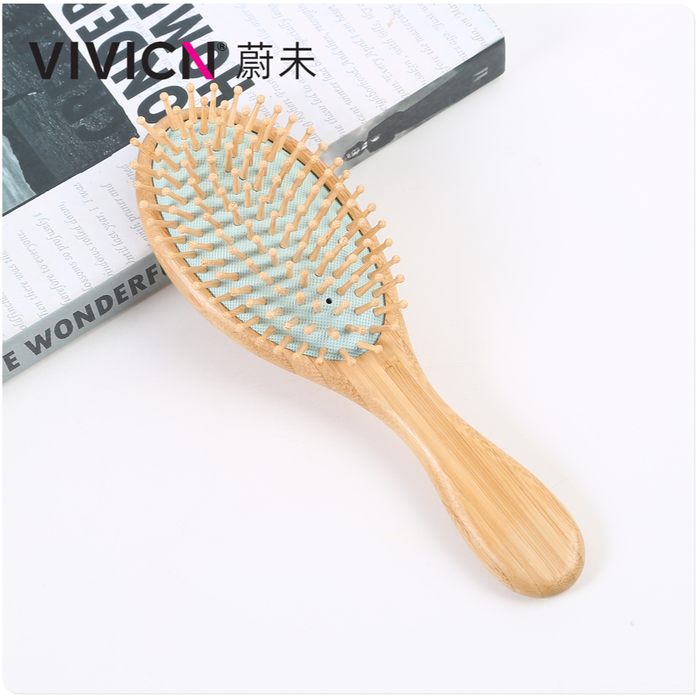 【 Weiwei 】 Nan Bamboo colored rubber skin massage comb, bamboo square and oval airbag comb, home hair care comb Item Picture